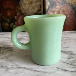 Vintage Fire King Jadeite Slim Hot Chocolate C Handle Mug Cup Anchor Hocking